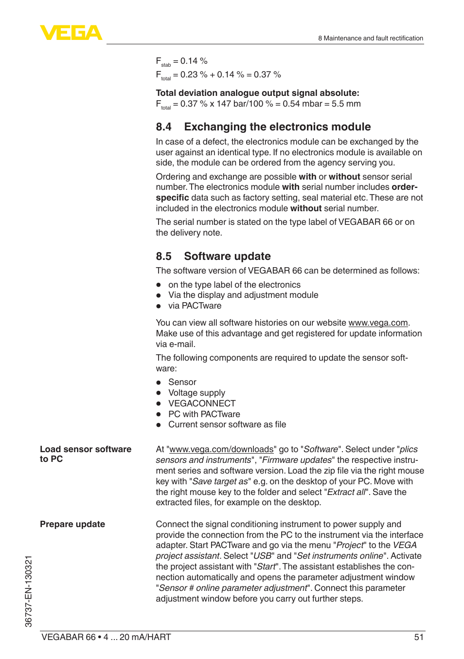 VEGA VEGABAR 66 4 … 20 mA_HART User Manual | Page 51 / 76