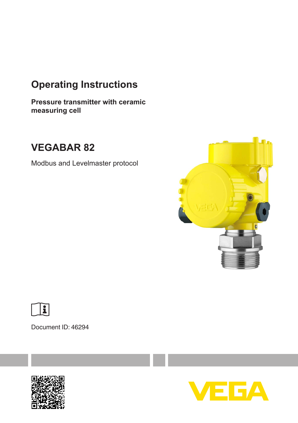 VEGA VEGABAR 82 Modbus and Levelmaster protocol - Operating Instructions User Manual | 92 pages