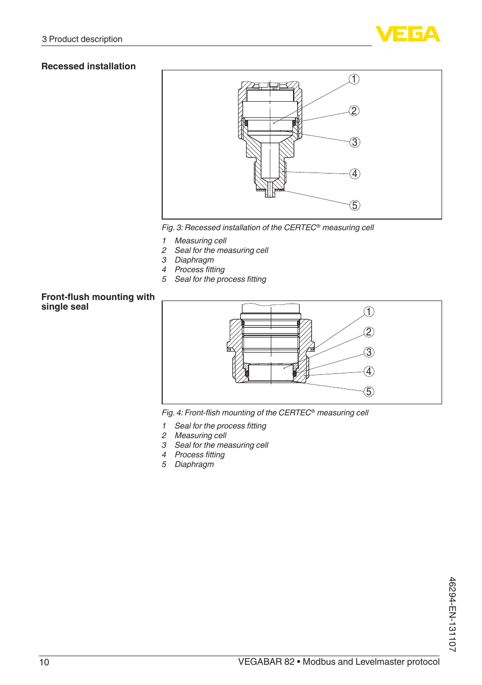 VEGA VEGABAR 82 Modbus and Levelmaster protocol - Operating Instructions User Manual | Page 10 / 92