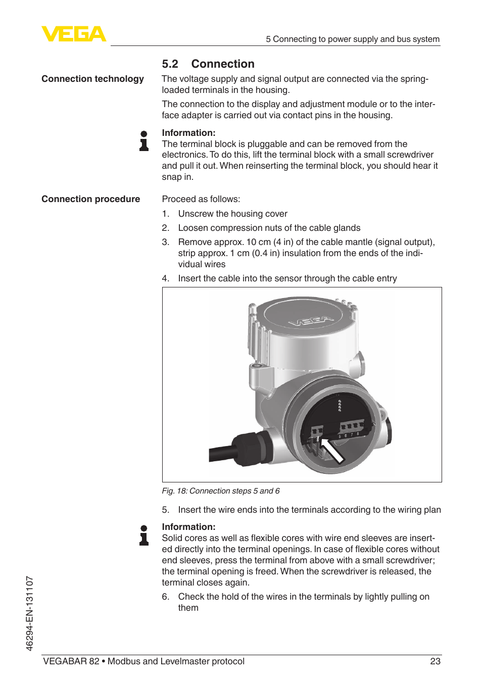 2 connection | VEGA VEGABAR 82 Modbus and Levelmaster protocol - Operating Instructions User Manual | Page 23 / 92