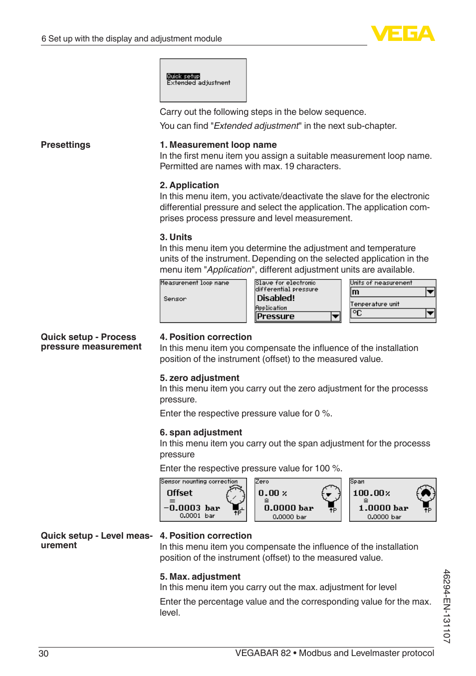 VEGA VEGABAR 82 Modbus and Levelmaster protocol - Operating Instructions User Manual | Page 30 / 92