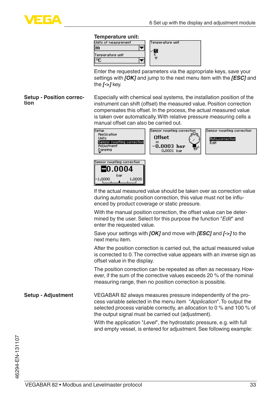 VEGA VEGABAR 82 Modbus and Levelmaster protocol - Operating Instructions User Manual | Page 33 / 92