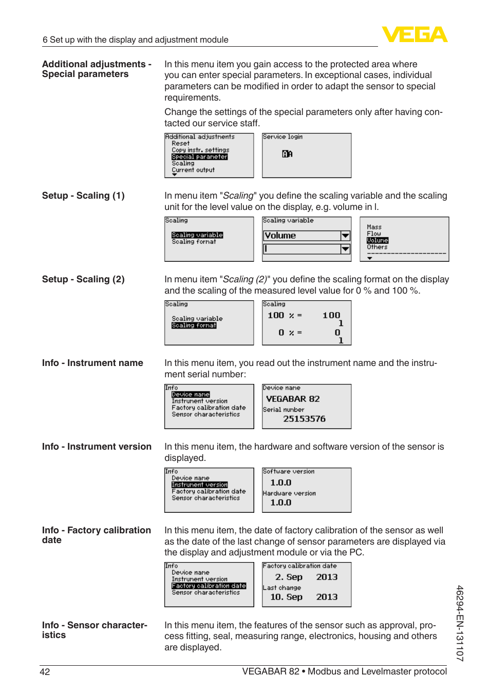 VEGA VEGABAR 82 Modbus and Levelmaster protocol - Operating Instructions User Manual | Page 42 / 92
