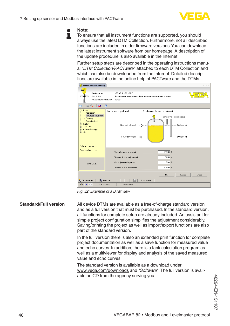 VEGA VEGABAR 82 Modbus and Levelmaster protocol - Operating Instructions User Manual | Page 46 / 92