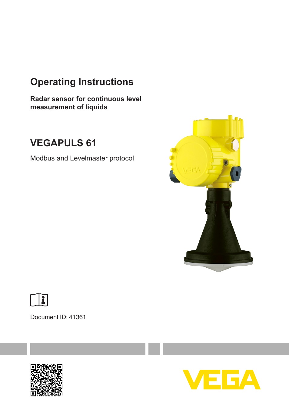 VEGA VEGAPULS 61 (≥ 2.0.0 - ≥ 4.0.0) Modbus and Levelmaster protocol User Manual | 88 pages