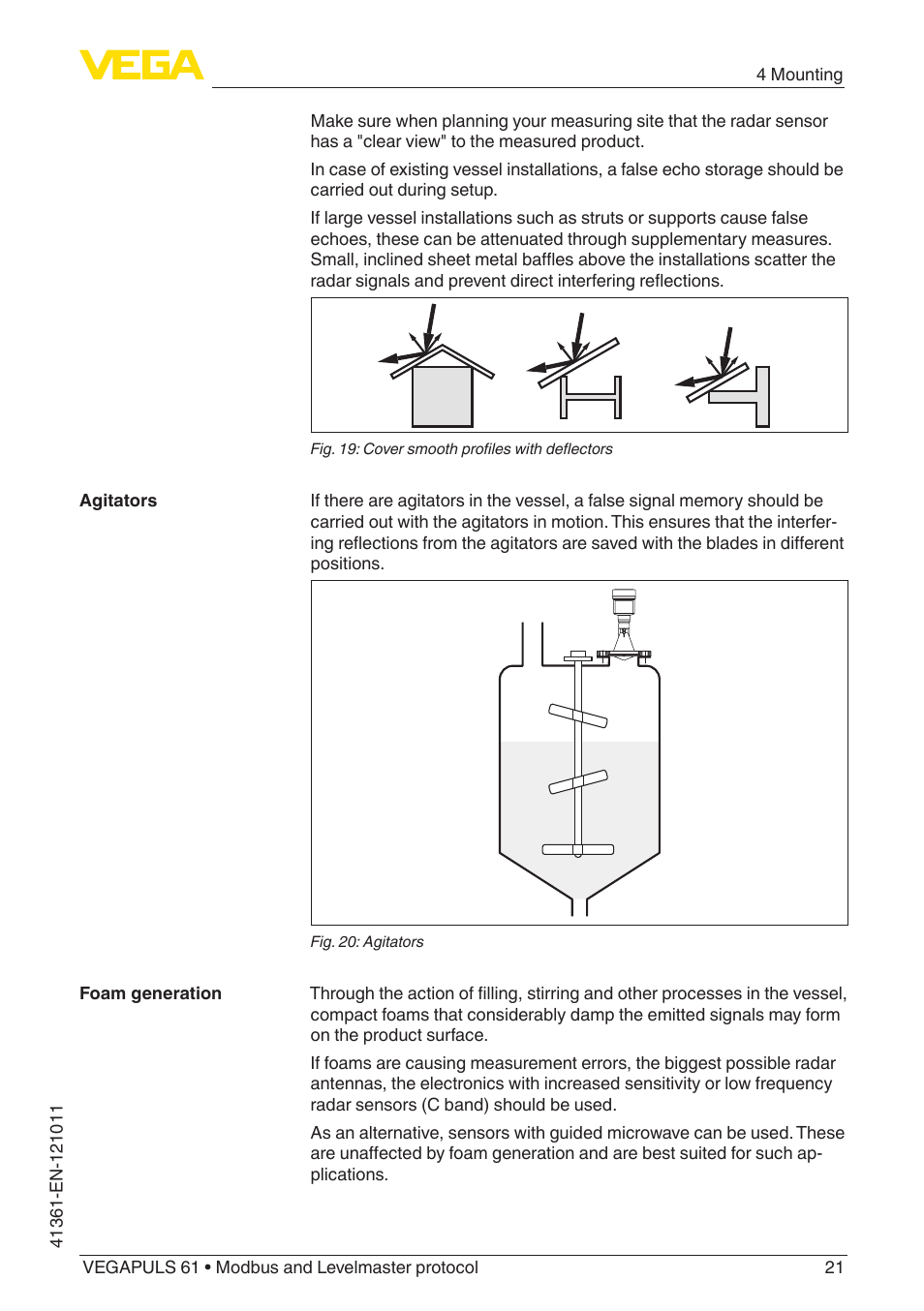 VEGA VEGAPULS 61 (≥ 2.0.0 - ≥ 4.0.0) Modbus and Levelmaster protocol User Manual | Page 21 / 88