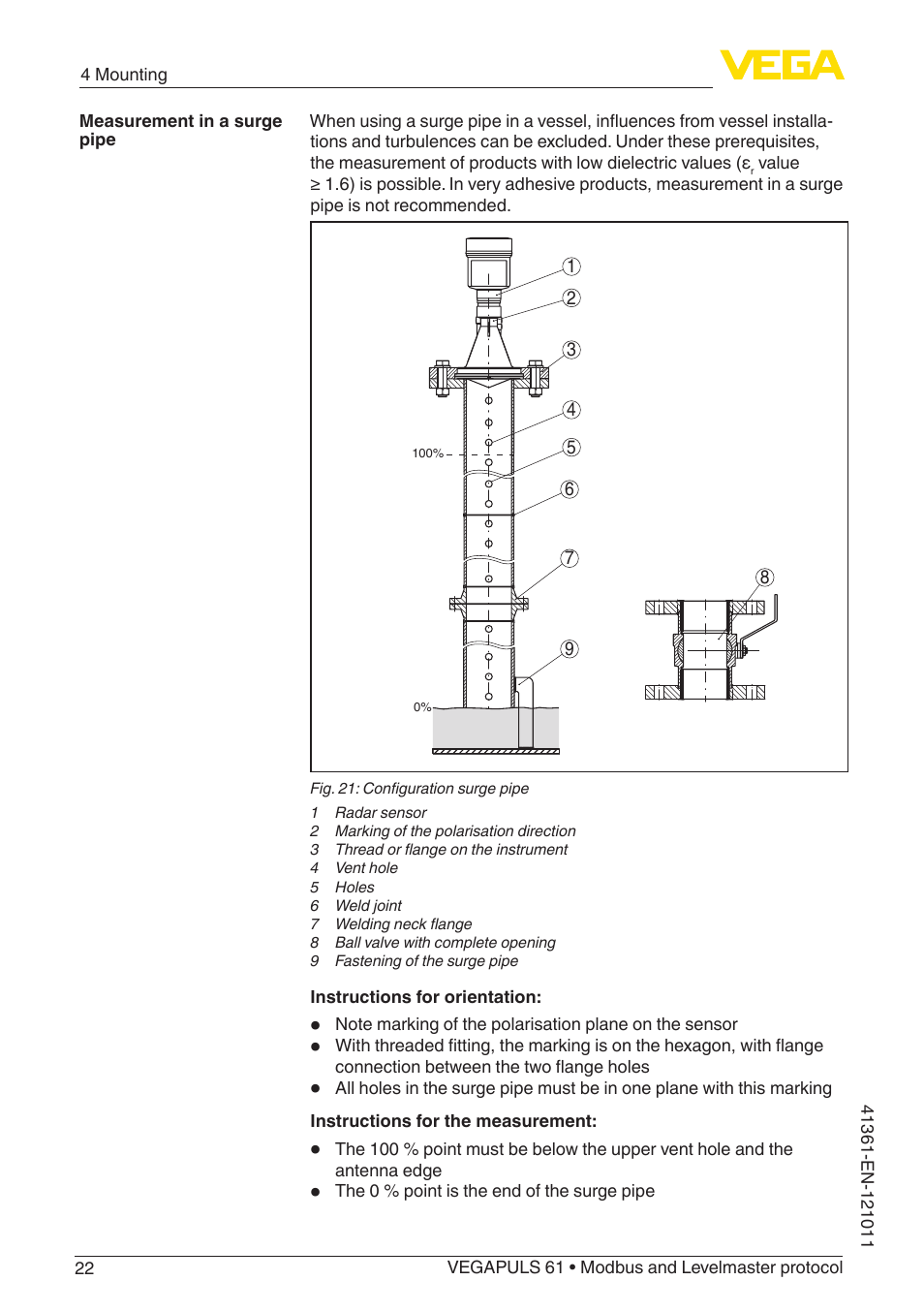 VEGA VEGAPULS 61 (≥ 2.0.0 - ≥ 4.0.0) Modbus and Levelmaster protocol User Manual | Page 22 / 88