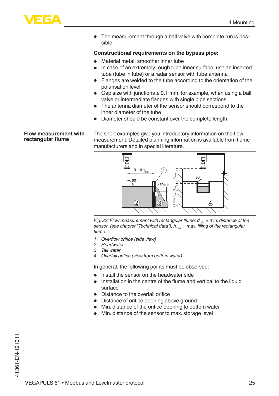 VEGA VEGAPULS 61 (≥ 2.0.0 - ≥ 4.0.0) Modbus and Levelmaster protocol User Manual | Page 25 / 88