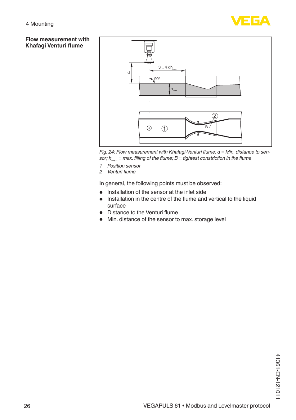 VEGA VEGAPULS 61 (≥ 2.0.0 - ≥ 4.0.0) Modbus and Levelmaster protocol User Manual | Page 26 / 88