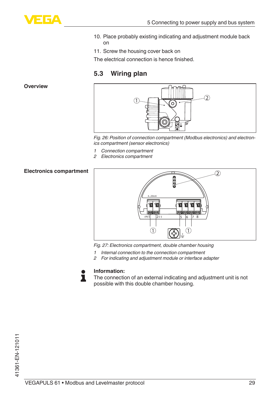3 wiring plan | VEGA VEGAPULS 61 (≥ 2.0.0 - ≥ 4.0.0) Modbus and Levelmaster protocol User Manual | Page 29 / 88