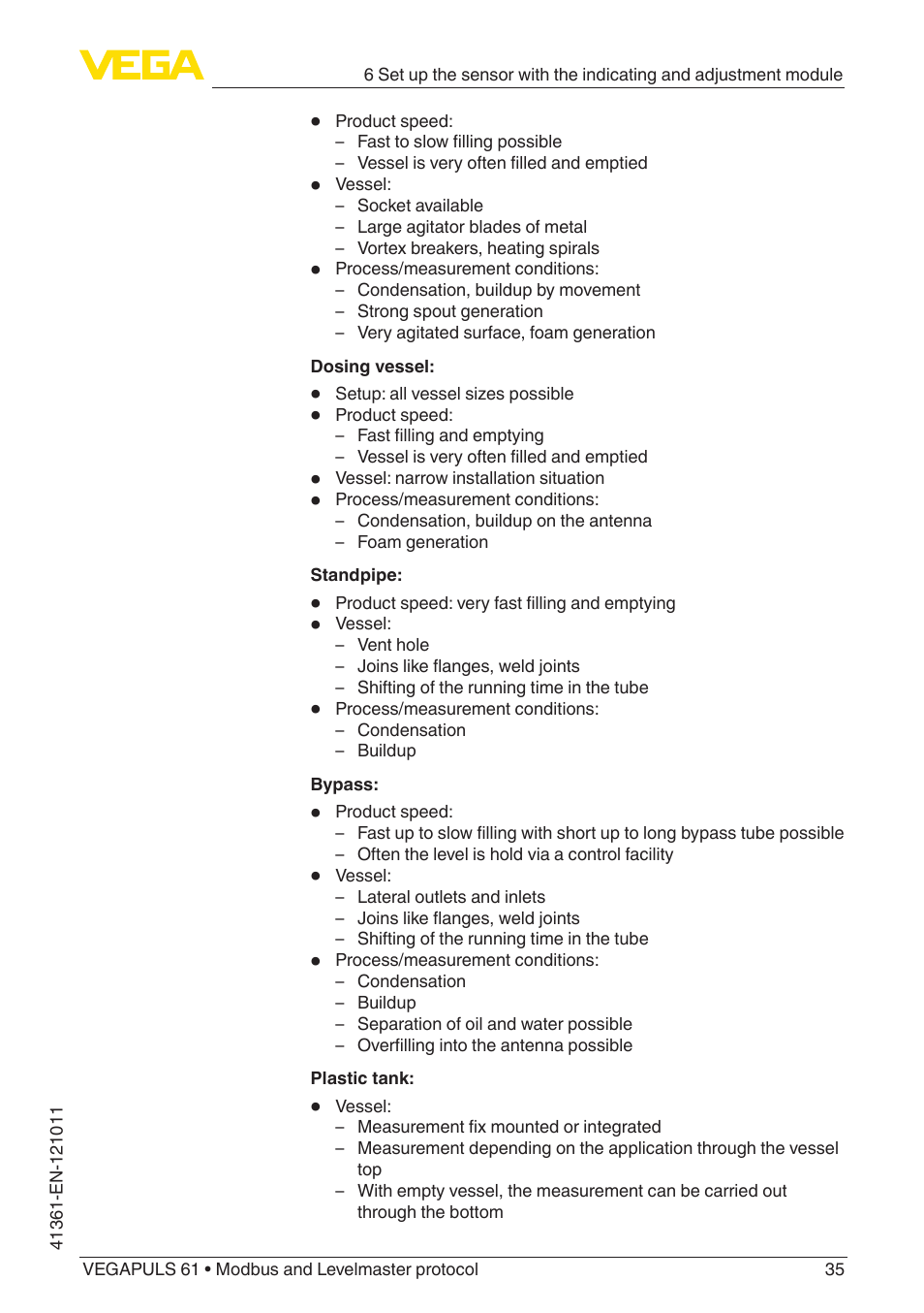 VEGA VEGAPULS 61 (≥ 2.0.0 - ≥ 4.0.0) Modbus and Levelmaster protocol User Manual | Page 35 / 88