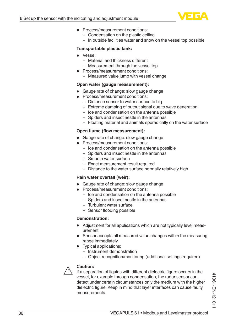 VEGA VEGAPULS 61 (≥ 2.0.0 - ≥ 4.0.0) Modbus and Levelmaster protocol User Manual | Page 36 / 88
