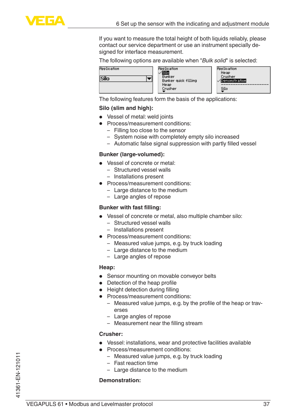 VEGA VEGAPULS 61 (≥ 2.0.0 - ≥ 4.0.0) Modbus and Levelmaster protocol User Manual | Page 37 / 88