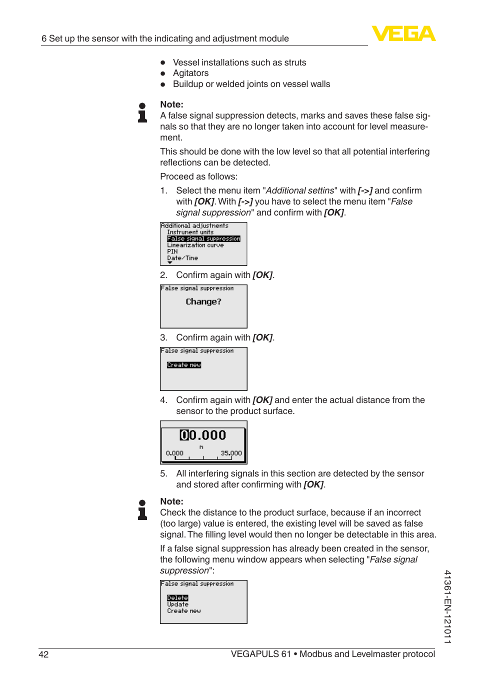 VEGA VEGAPULS 61 (≥ 2.0.0 - ≥ 4.0.0) Modbus and Levelmaster protocol User Manual | Page 42 / 88