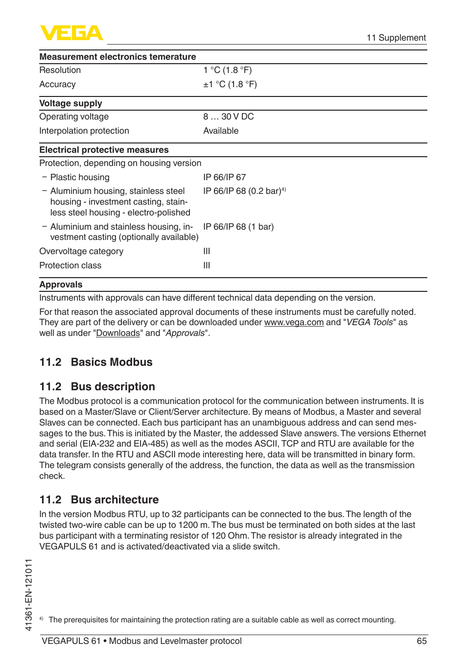 2 basics modbus, 2 bus description, 2 bus architecture | 2 basics modbus 11.2 bus description | VEGA VEGAPULS 61 (≥ 2.0.0 - ≥ 4.0.0) Modbus and Levelmaster protocol User Manual | Page 65 / 88