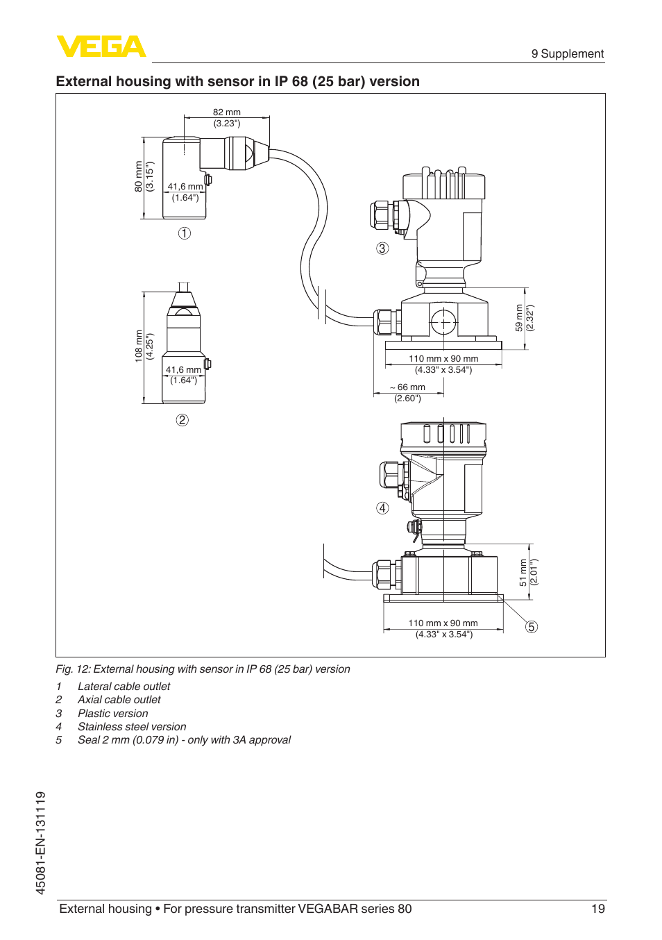 VEGA VEGABAR series 80 External housing User Manual | Page 19 / 20