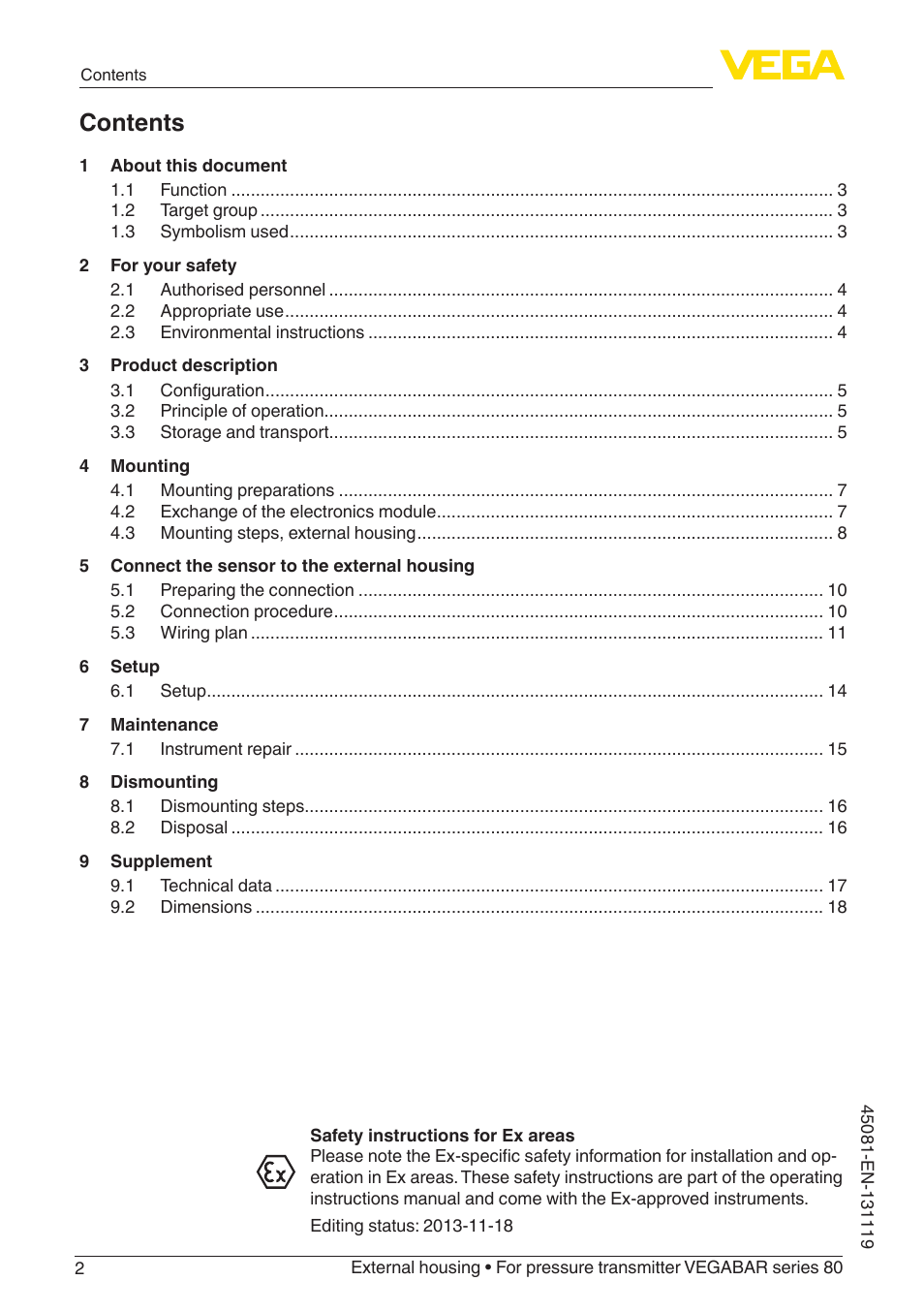 VEGA VEGABAR series 80 External housing User Manual | Page 2 / 20