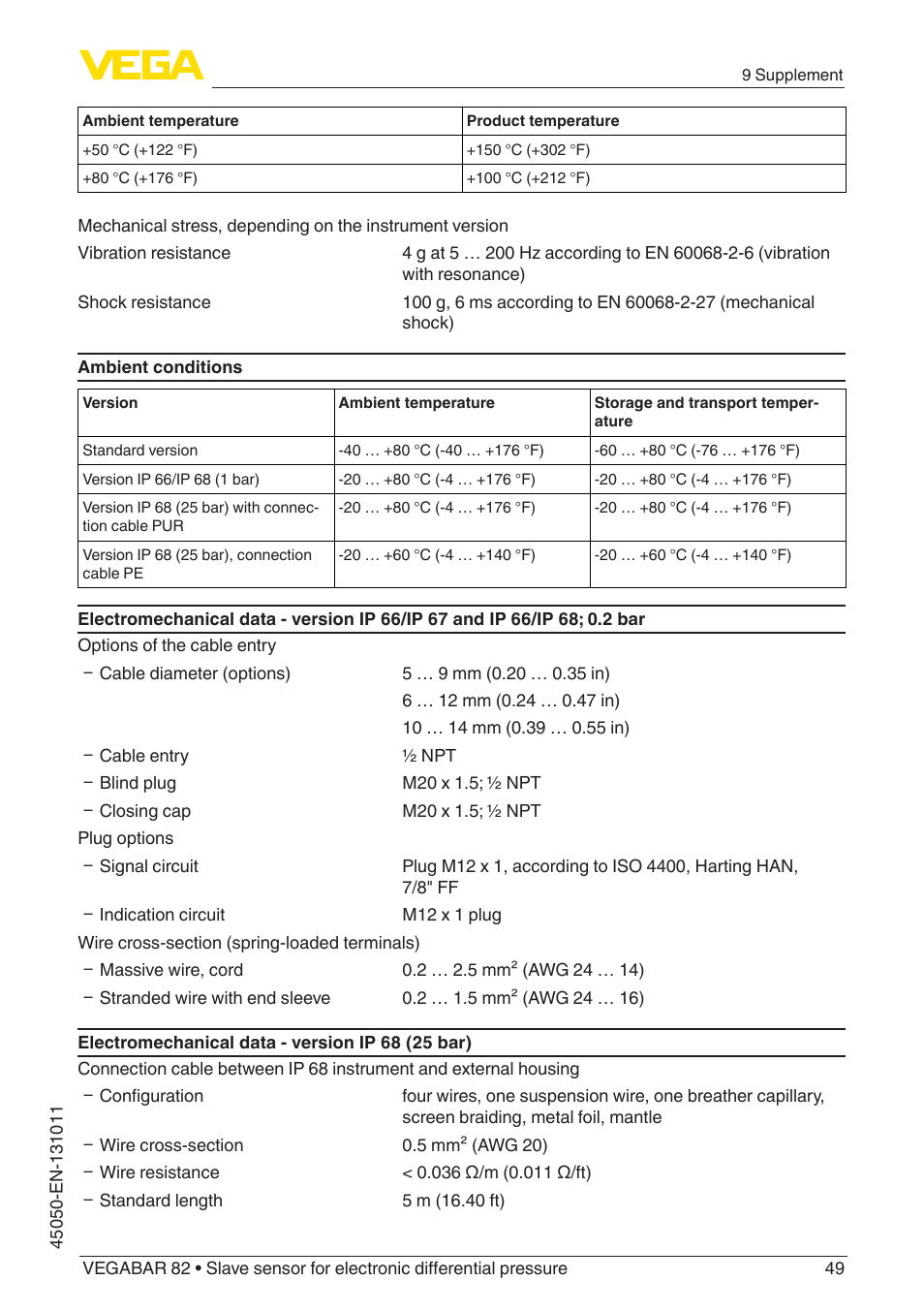 VEGA VEGABAR 82 Save sensor - Operating Instructions User Manual | Page 49 / 60