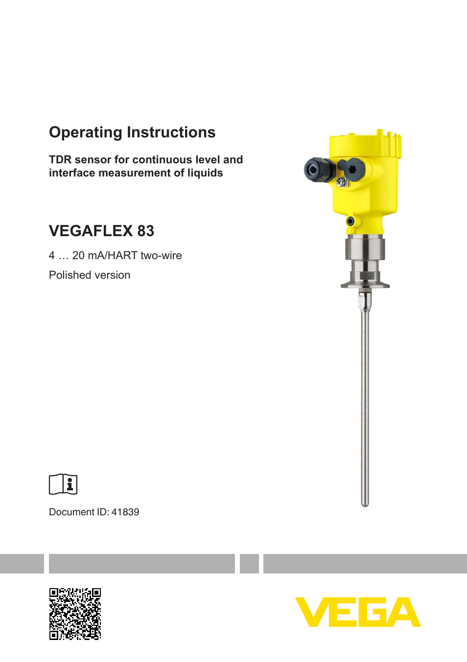 VEGA VEGAFLEX 83 4 … 20 mA_HART two-wire Polished version User Manual | 96 pages