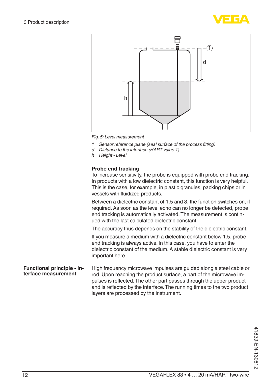 VEGA VEGAFLEX 83 4 … 20 mA_HART two-wire Polished version User Manual | Page 12 / 96