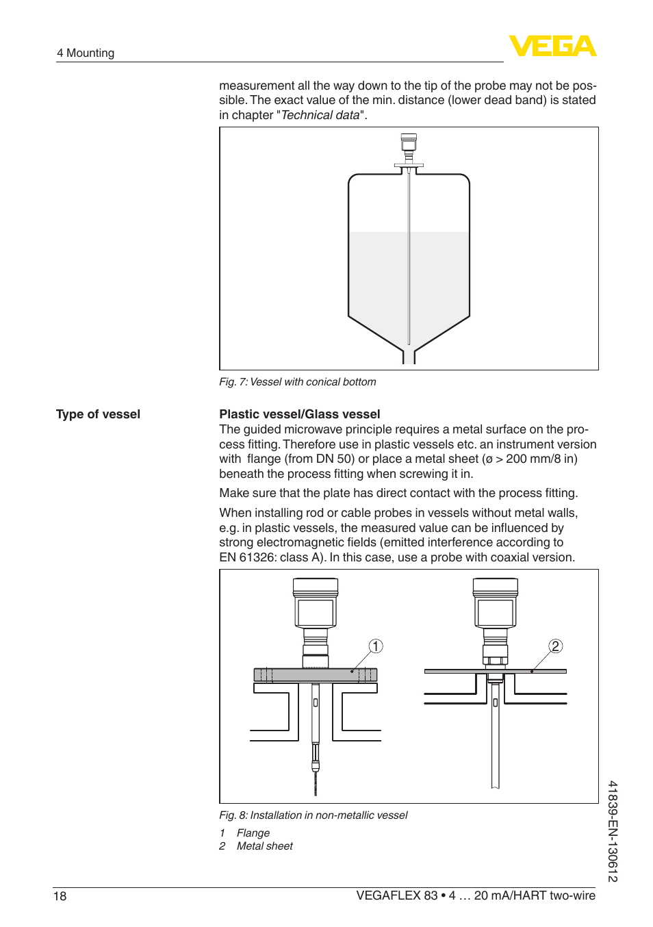 VEGA VEGAFLEX 83 4 … 20 mA_HART two-wire Polished version User Manual | Page 18 / 96