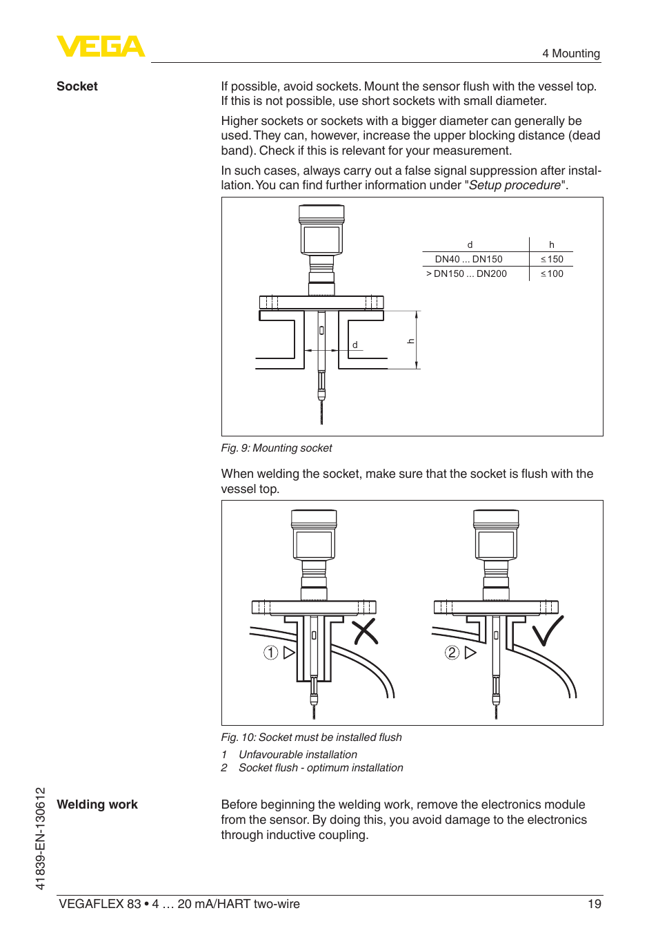 VEGA VEGAFLEX 83 4 … 20 mA_HART two-wire Polished version User Manual | Page 19 / 96