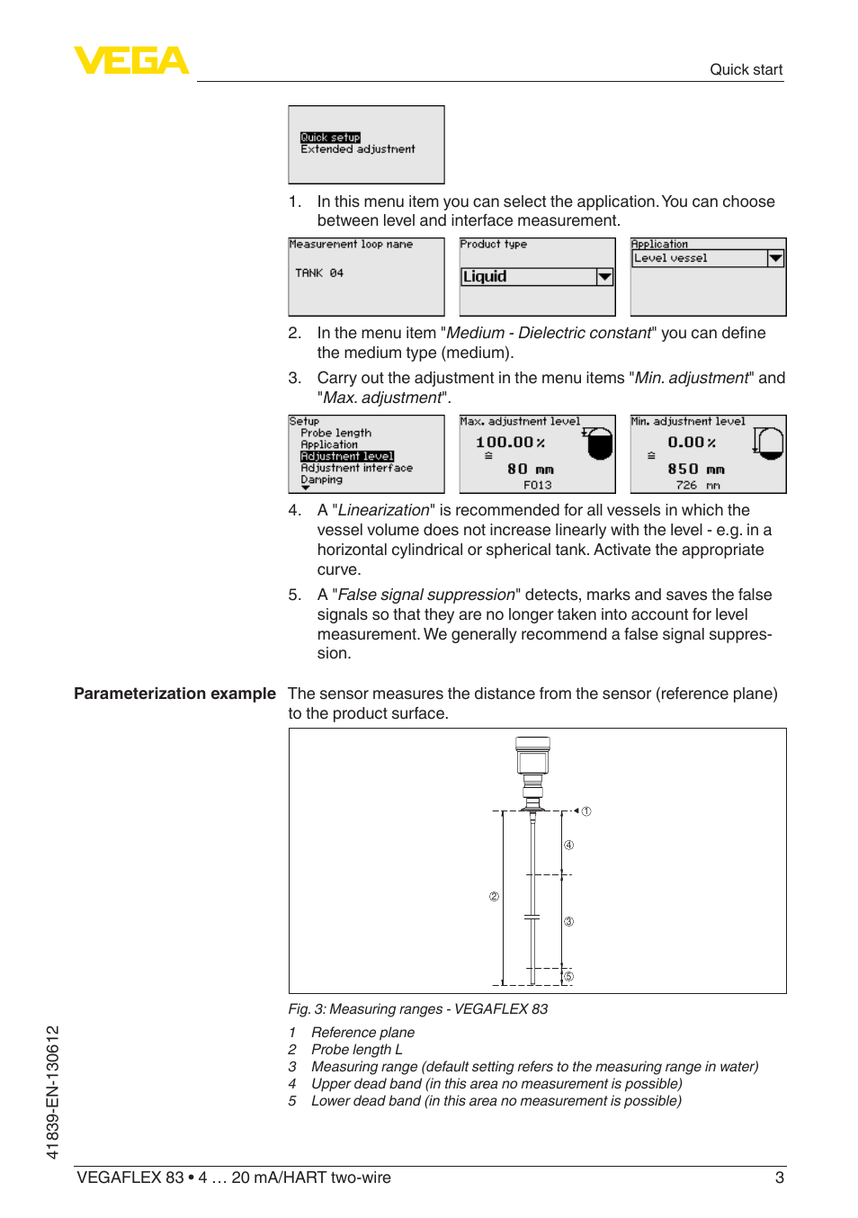 VEGA VEGAFLEX 83 4 … 20 mA_HART two-wire Polished version User Manual | Page 3 / 96