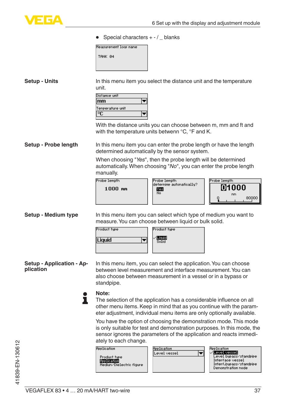 VEGA VEGAFLEX 83 4 … 20 mA_HART two-wire Polished version User Manual | Page 37 / 96