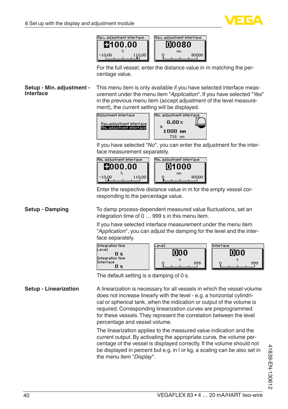 VEGA VEGAFLEX 83 4 … 20 mA_HART two-wire Polished version User Manual | Page 40 / 96