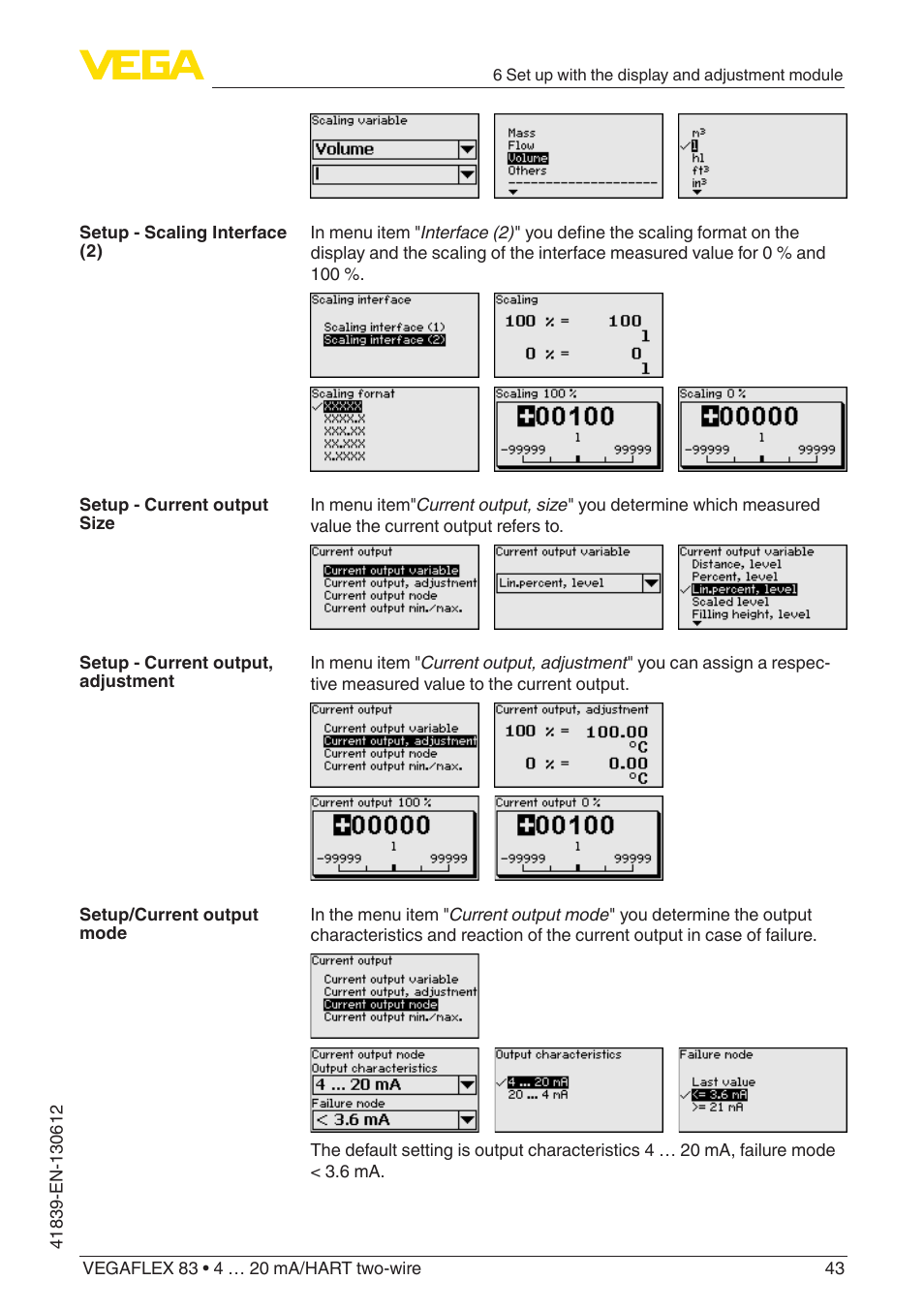 VEGA VEGAFLEX 83 4 … 20 mA_HART two-wire Polished version User Manual | Page 43 / 96