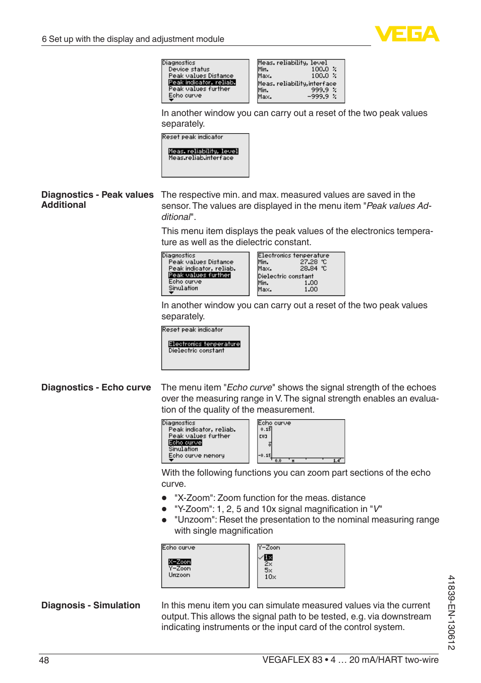 VEGA VEGAFLEX 83 4 … 20 mA_HART two-wire Polished version User Manual | Page 48 / 96