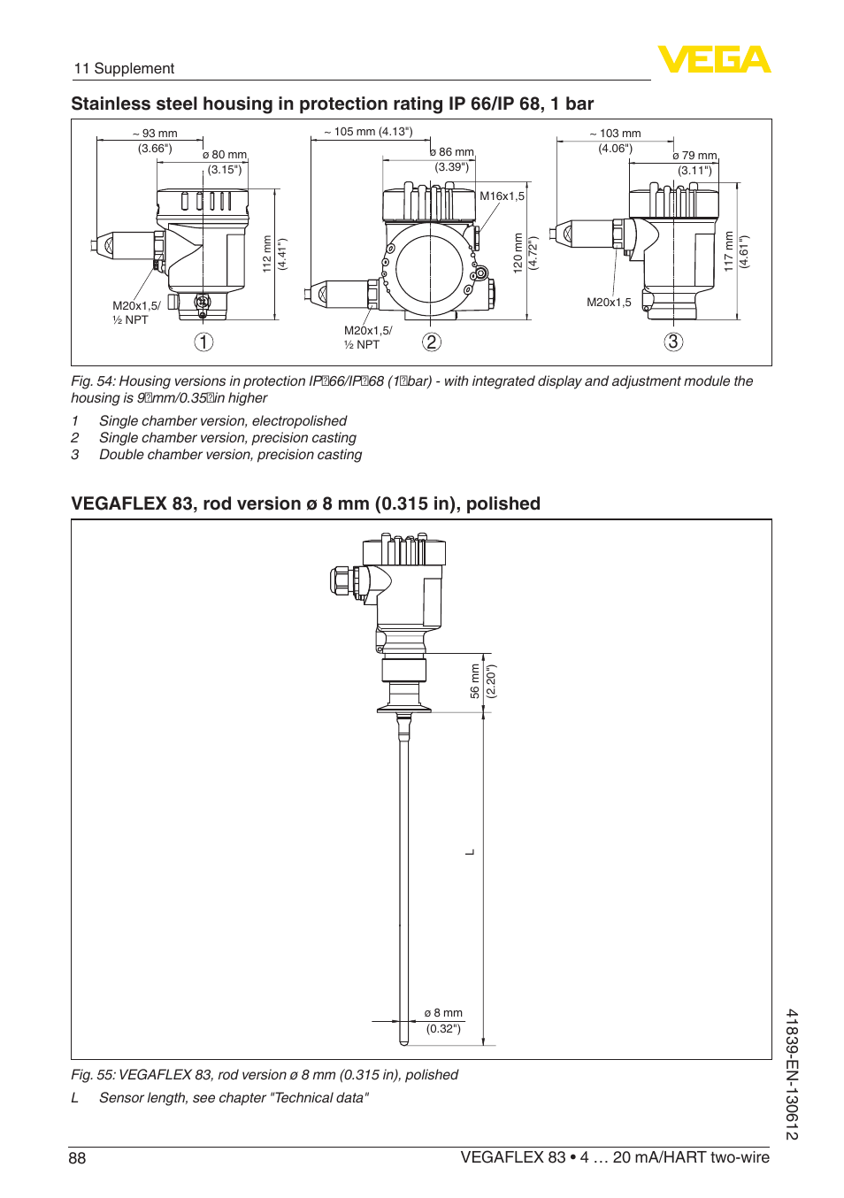VEGA VEGAFLEX 83 4 … 20 mA_HART two-wire Polished version User Manual | Page 88 / 96