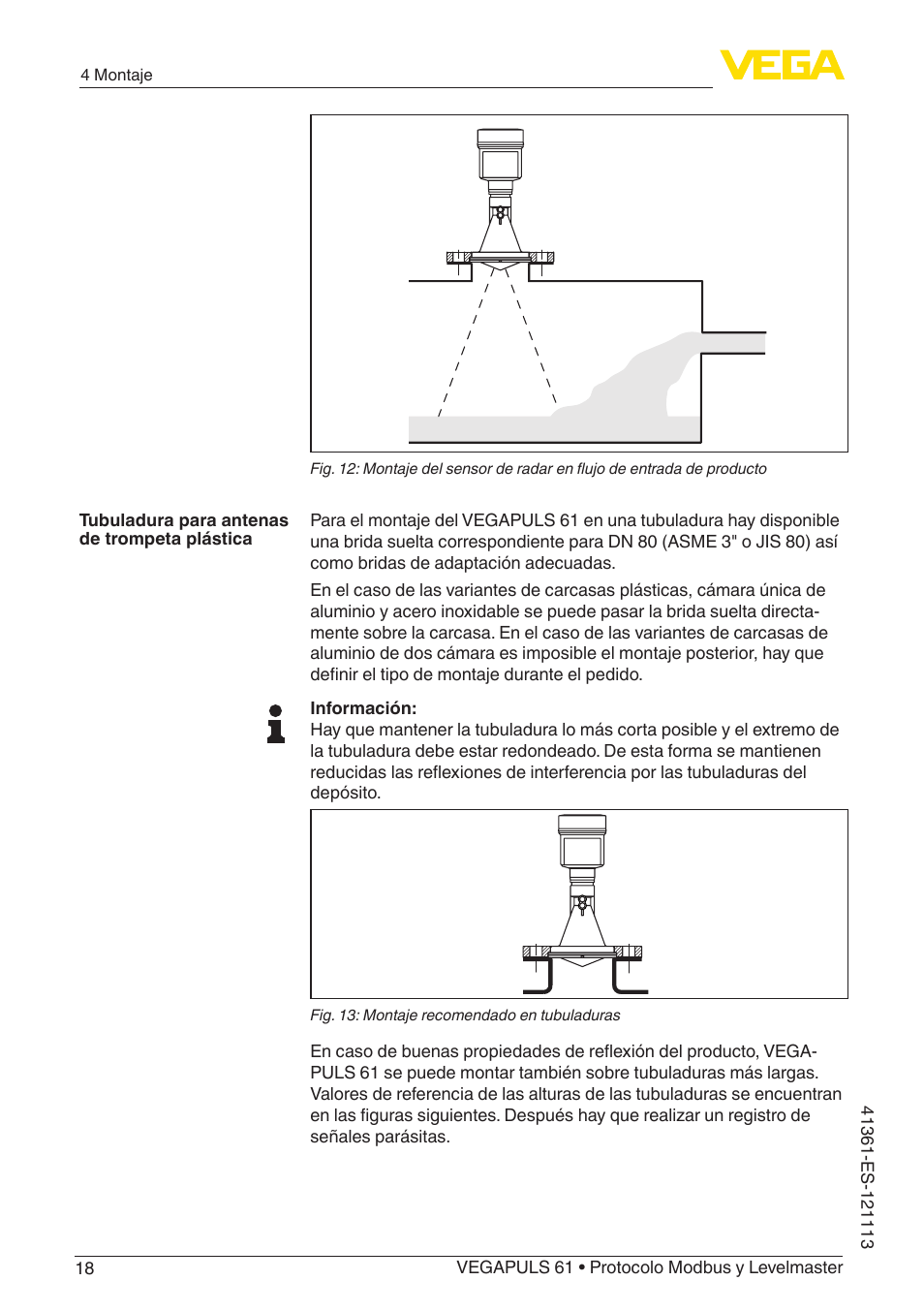 VEGA VEGAPULS 61 (≥ 2.0.0 - ≥ 4.0.0) Modbus and Levelmaster protocol User Manual | Page 18 / 92