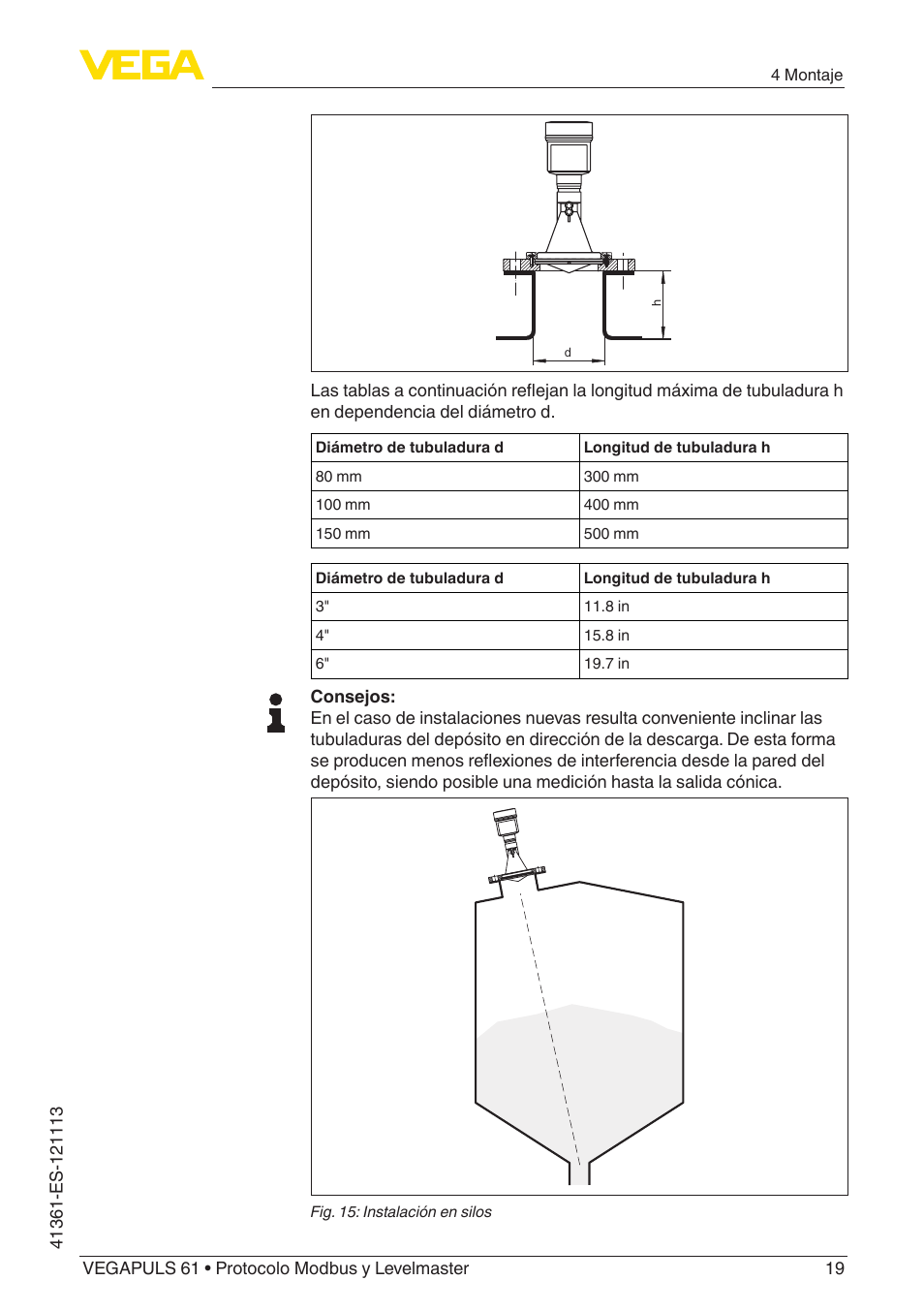 VEGA VEGAPULS 61 (≥ 2.0.0 - ≥ 4.0.0) Modbus and Levelmaster protocol User Manual | Page 19 / 92