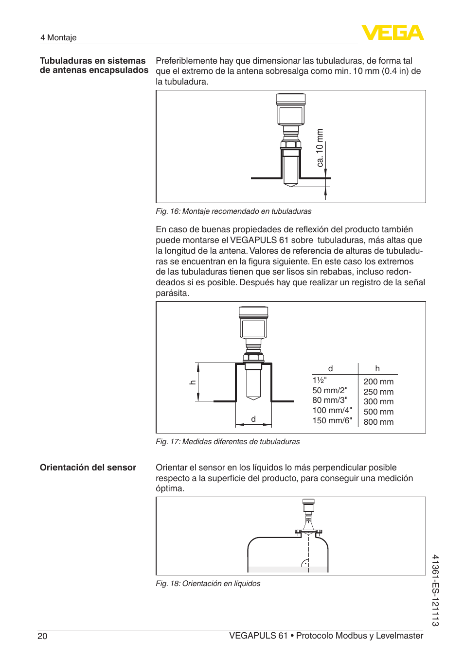 VEGA VEGAPULS 61 (≥ 2.0.0 - ≥ 4.0.0) Modbus and Levelmaster protocol User Manual | Page 20 / 92