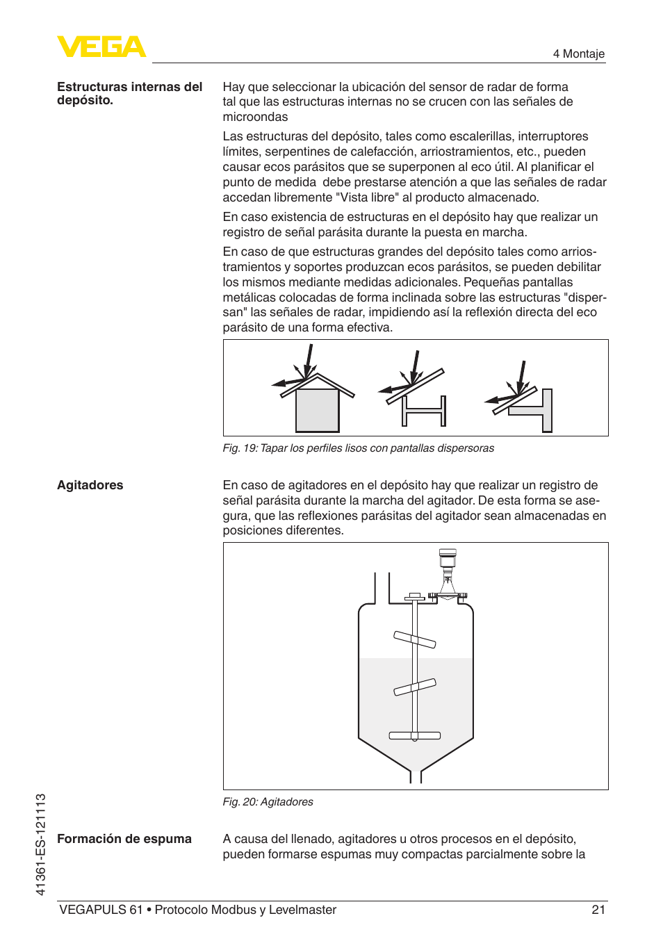VEGA VEGAPULS 61 (≥ 2.0.0 - ≥ 4.0.0) Modbus and Levelmaster protocol User Manual | Page 21 / 92