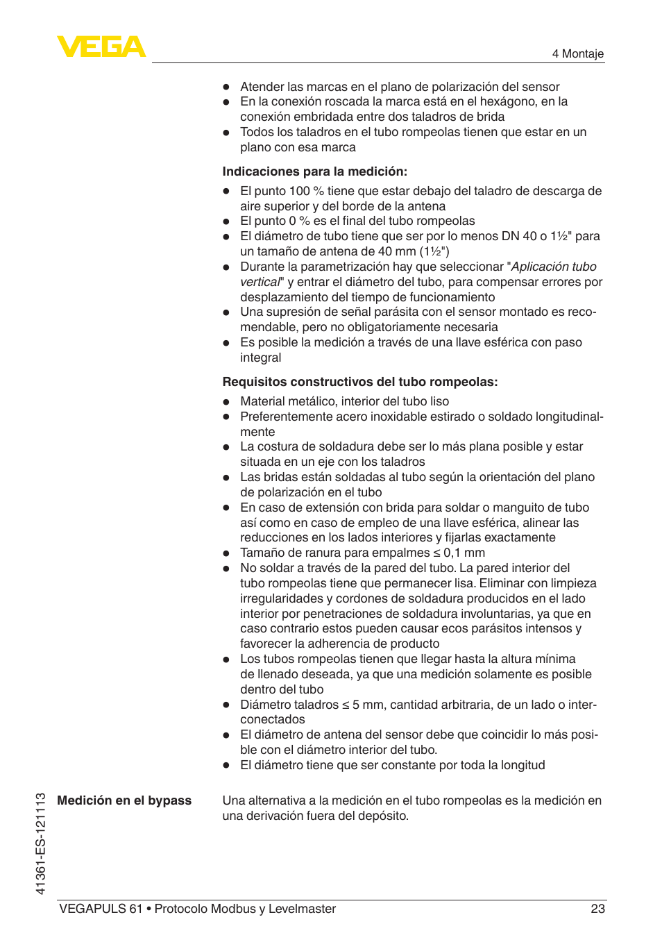 VEGA VEGAPULS 61 (≥ 2.0.0 - ≥ 4.0.0) Modbus and Levelmaster protocol User Manual | Page 23 / 92