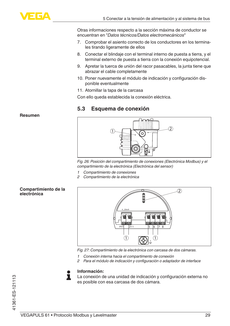 3 esquema de conexión | VEGA VEGAPULS 61 (≥ 2.0.0 - ≥ 4.0.0) Modbus and Levelmaster protocol User Manual | Page 29 / 92