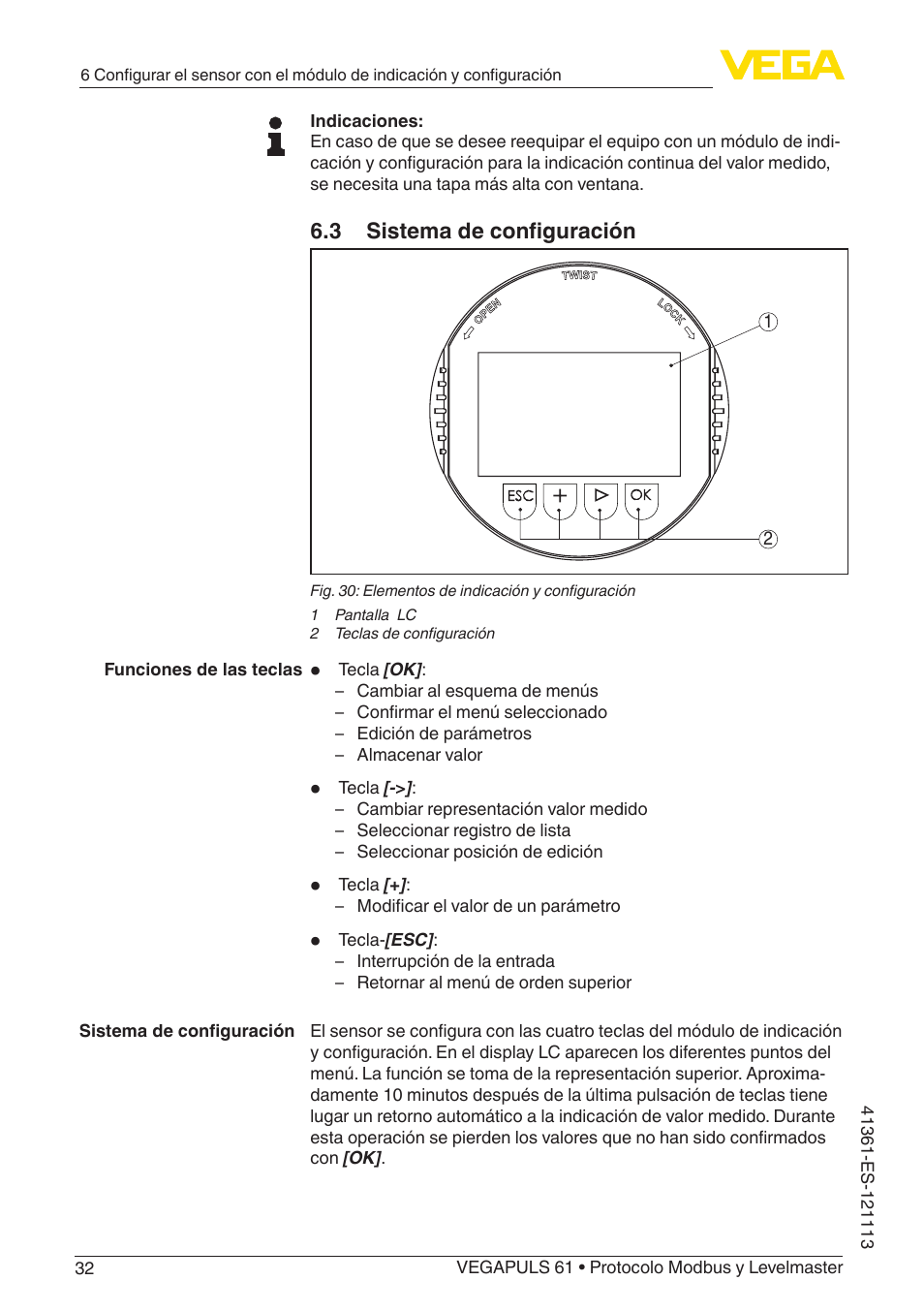 VEGA VEGAPULS 61 (≥ 2.0.0 - ≥ 4.0.0) Modbus and Levelmaster protocol User Manual | Page 32 / 92