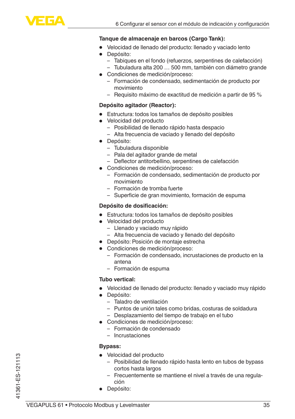 VEGA VEGAPULS 61 (≥ 2.0.0 - ≥ 4.0.0) Modbus and Levelmaster protocol User Manual | Page 35 / 92