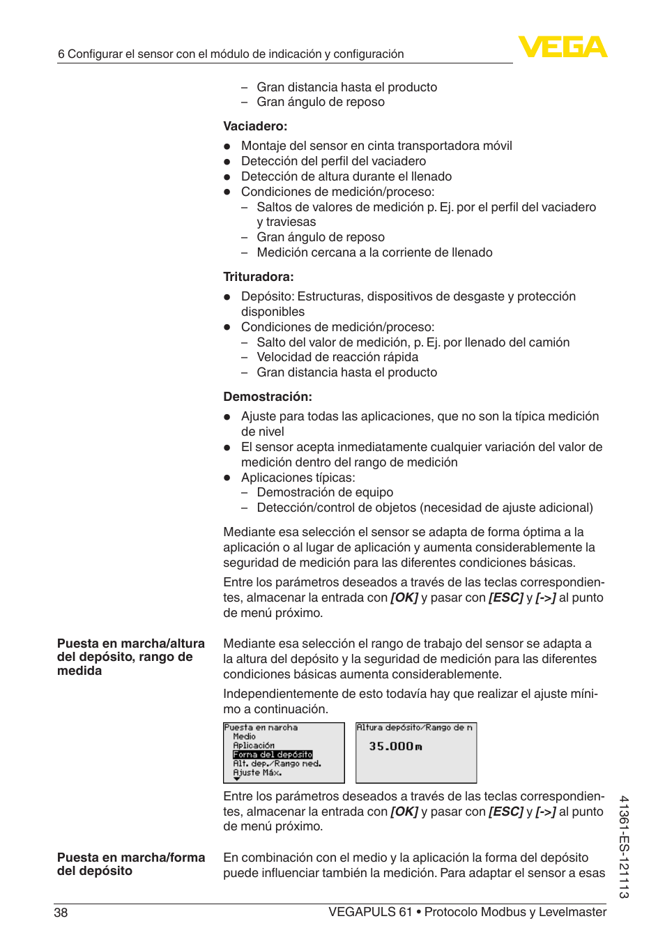 VEGA VEGAPULS 61 (≥ 2.0.0 - ≥ 4.0.0) Modbus and Levelmaster protocol User Manual | Page 38 / 92