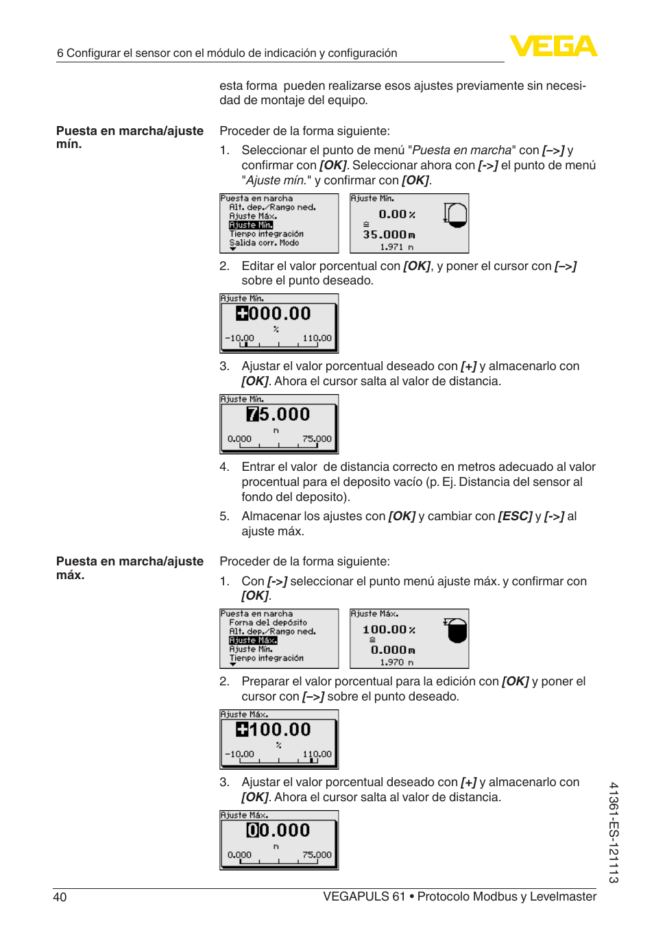 VEGA VEGAPULS 61 (≥ 2.0.0 - ≥ 4.0.0) Modbus and Levelmaster protocol User Manual | Page 40 / 92