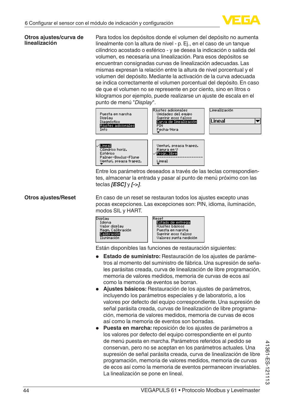 VEGA VEGAPULS 61 (≥ 2.0.0 - ≥ 4.0.0) Modbus and Levelmaster protocol User Manual | Page 44 / 92