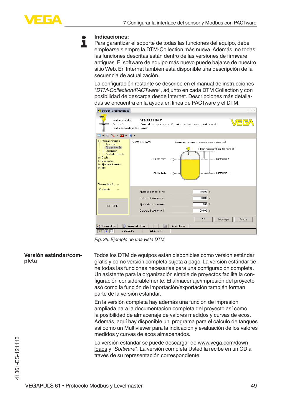 VEGA VEGAPULS 61 (≥ 2.0.0 - ≥ 4.0.0) Modbus and Levelmaster protocol User Manual | Page 49 / 92