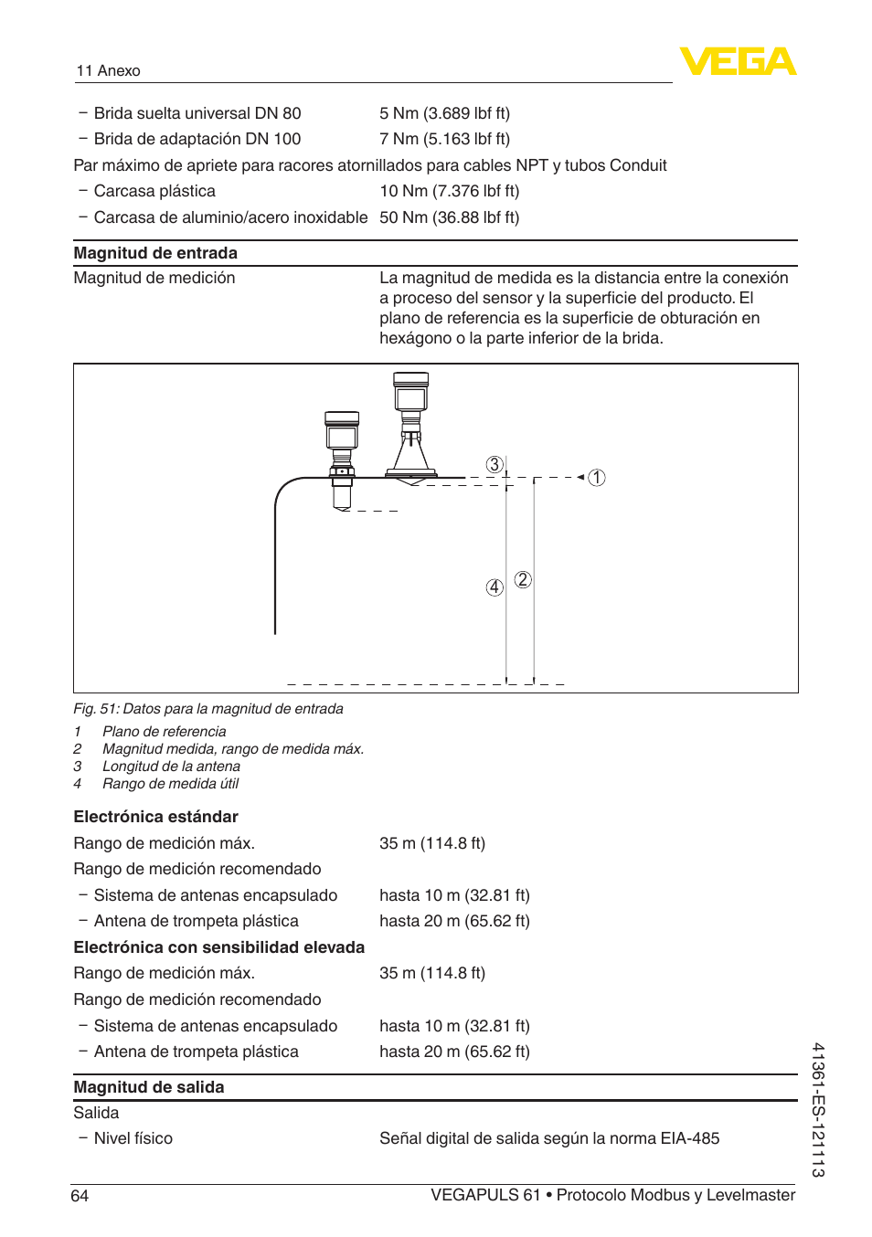 VEGA VEGAPULS 61 (≥ 2.0.0 - ≥ 4.0.0) Modbus and Levelmaster protocol User Manual | Page 64 / 92