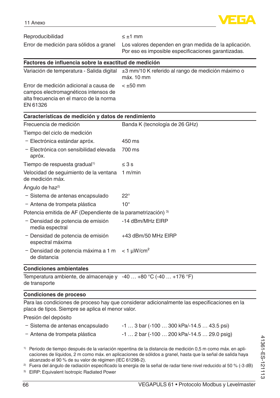 VEGA VEGAPULS 61 (≥ 2.0.0 - ≥ 4.0.0) Modbus and Levelmaster protocol User Manual | Page 66 / 92