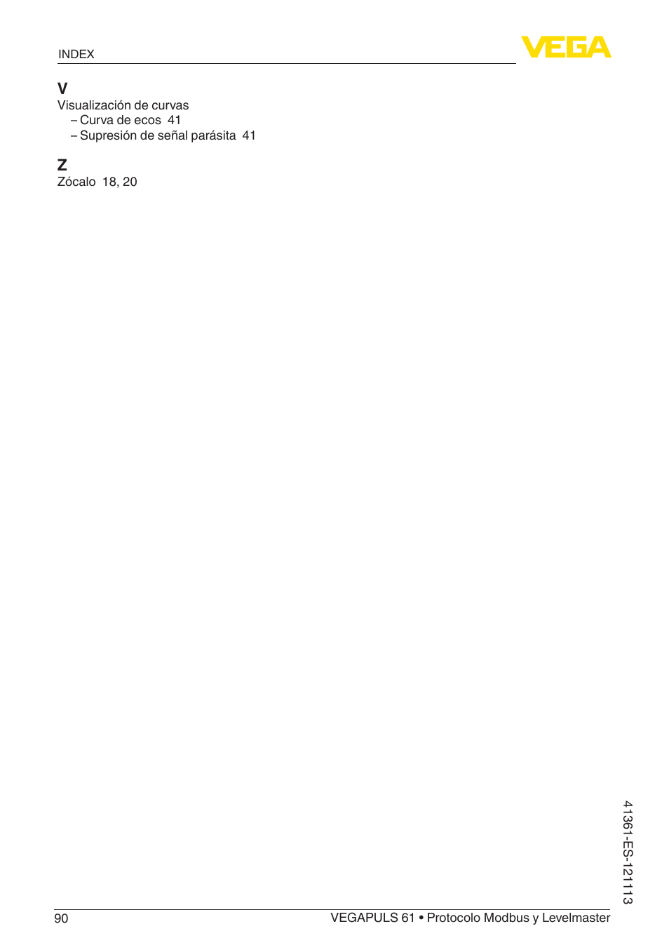 VEGA VEGAPULS 61 (≥ 2.0.0 - ≥ 4.0.0) Modbus and Levelmaster protocol User Manual | Page 90 / 92