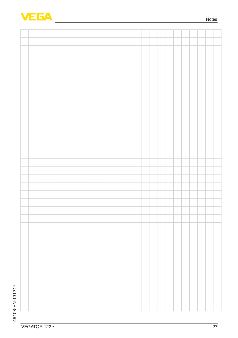 VEGA VEGATOR 122 User Manual | Page 27 / 28