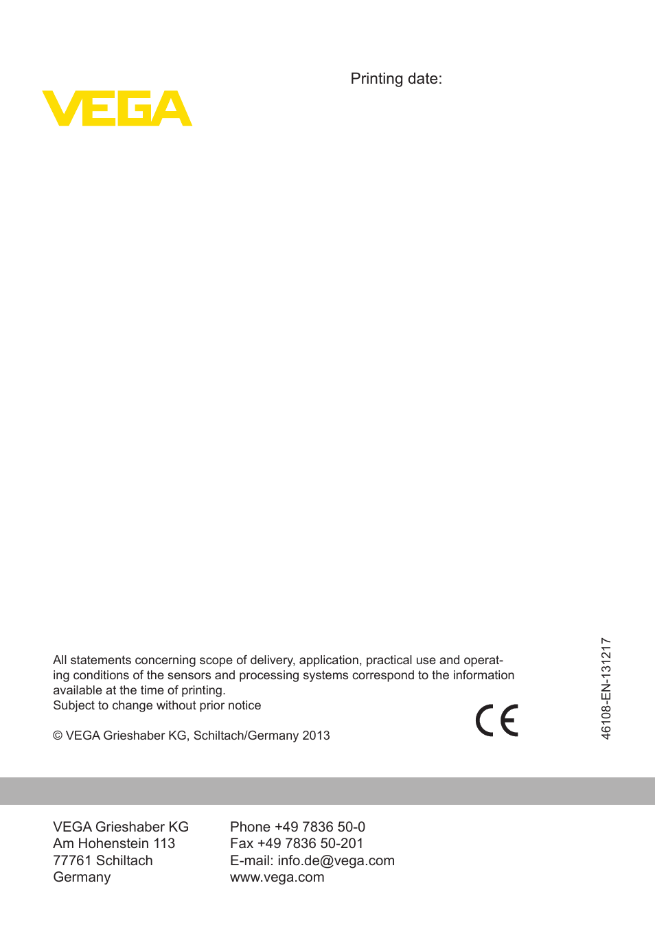 VEGA VEGATOR 122 User Manual | Page 28 / 28
