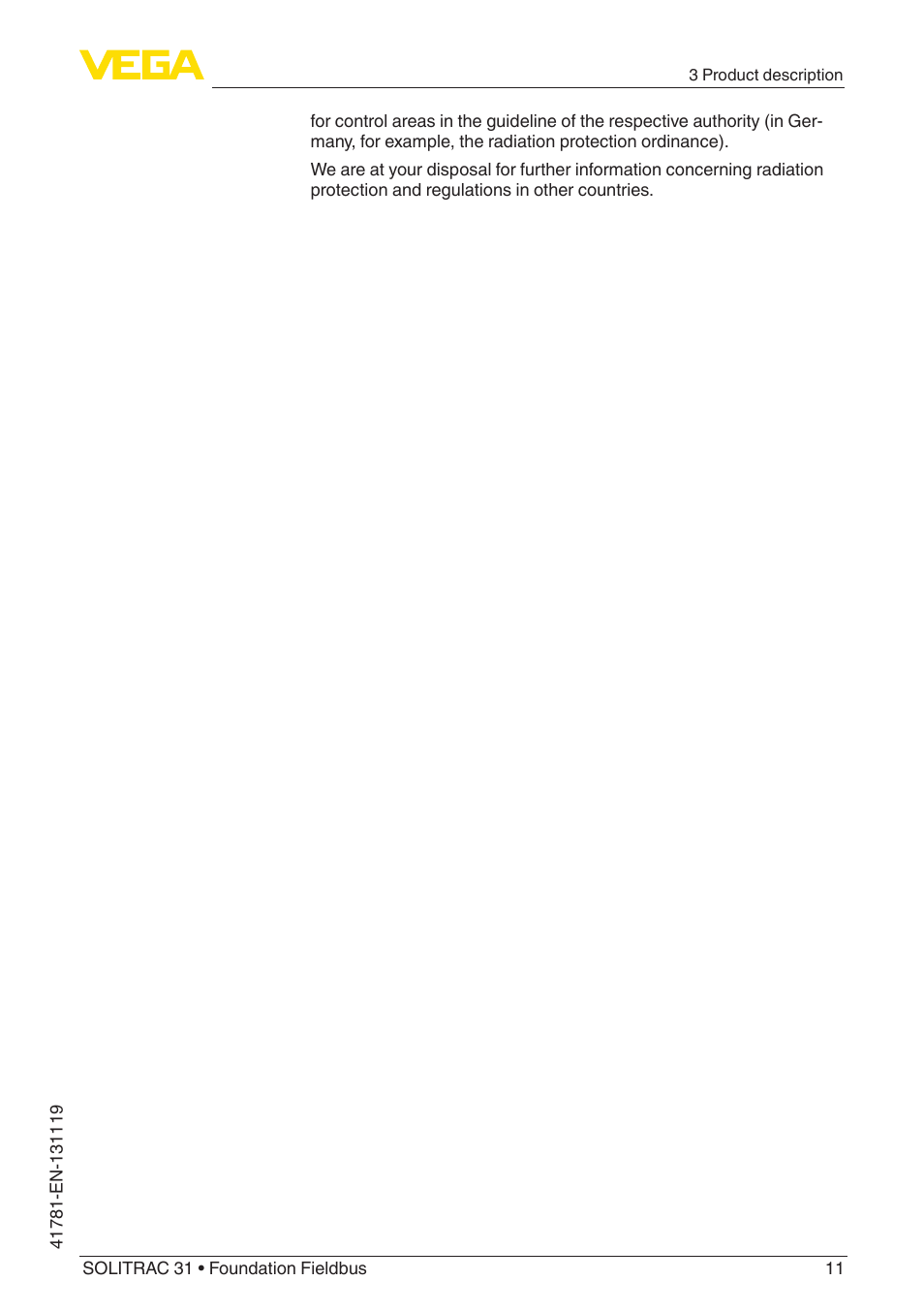 VEGA SOLITRAC 31 Foundation Fieldbus User Manual | Page 11 / 80
